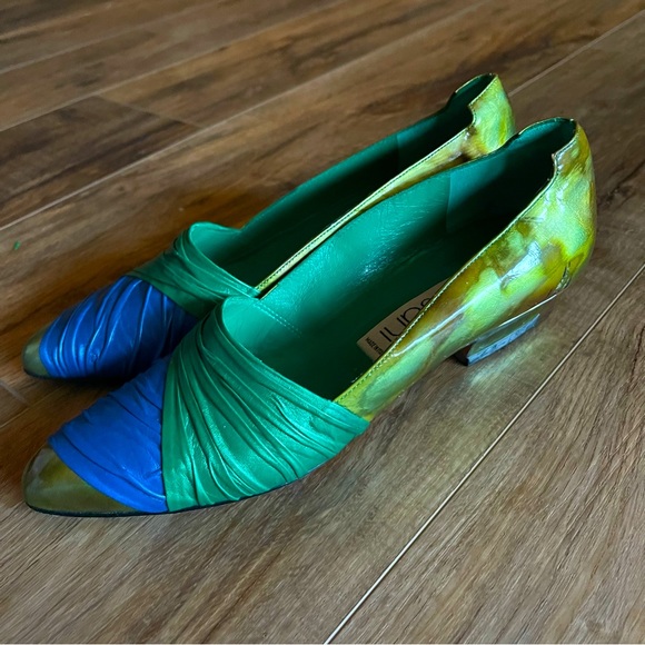 Vintage Versani multi green flats loafers NEW Sz 7 - Picture 1 of 8